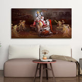 Beautiful Radha Krishna with Playing Flute Canvas Wall Painting - Decor Smart