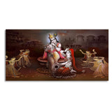 Beautiful Radha Krishna with Playing Flute Canvas Wall Painting - Decor Smart