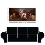 Beautiful Radha Krishna with Playing Flute Canvas Wall Painting - Decor Smart