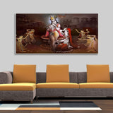 Beautiful Radha Krishna with Playing Flute Canvas Wall Painting - Decor Smart