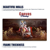 Beautiful Radha Krishna with Playing Flute Canvas Wall Painting - Decor Smart
