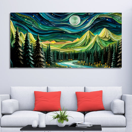Beautiful River Surrounded by Mountains Canvas Wall Painting - Decor Smart