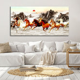 Beautiful Running Horses at Sunset Premium Canvas Wall Painting - Decor Smart
