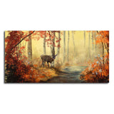 Beautiful Scenery Deer in Forest Canvas Big Wall Painting - Decor Smart