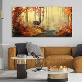 Beautiful Scenery Deer in Forest Canvas Big Wall Painting - Decor Smart