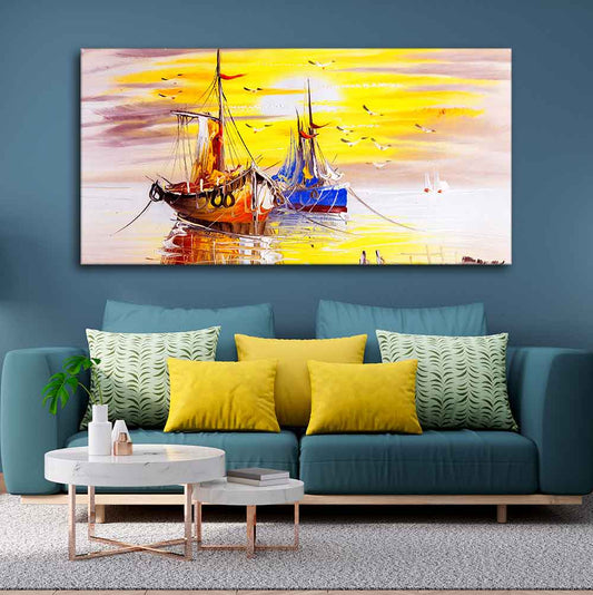 Beautiful Scenery of Sailing Ship on the Ocean Wall Painting - Decor Smart