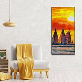 Beautiful Seascape with Sunset Wall Painting - Decor Smart