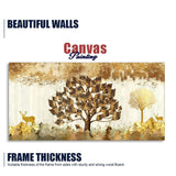 Beautiful Tree and Golden Deer Canvas Wall Painting - Decor Smart