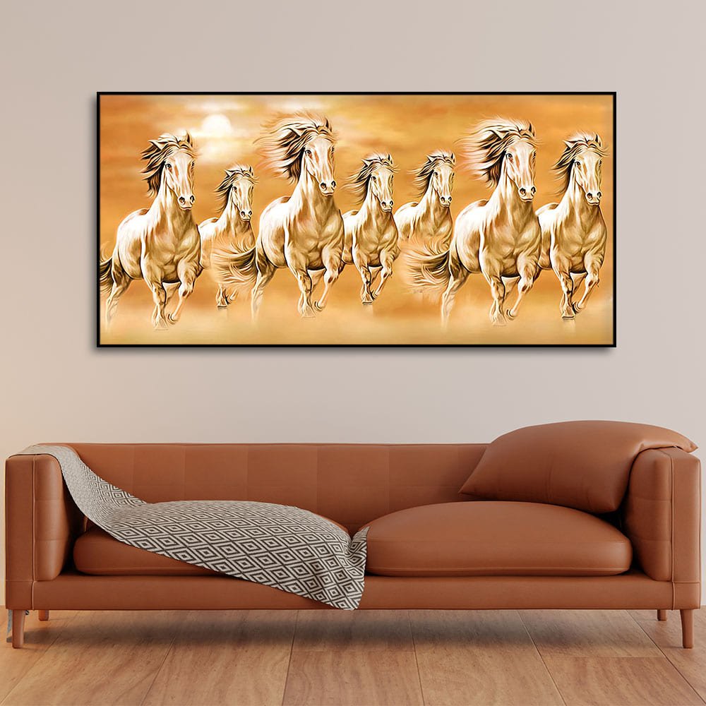 Seven Running Horses – Vastu Canvas Wall Painting | Decor Smart