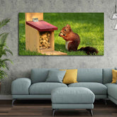 Beautiful Wall Painting of Squirrel Eating Food - Decor Smart