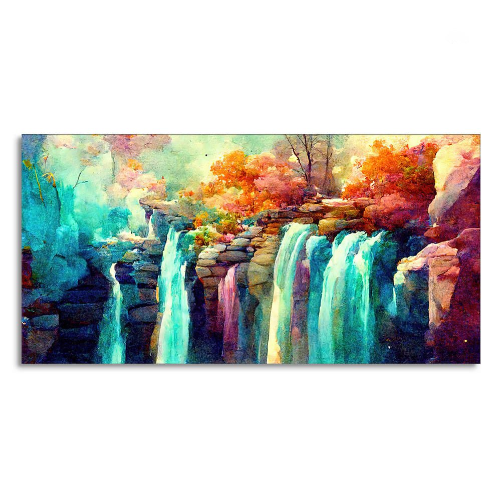 Beautiful Waterfall Scenery Canvas Wall Painting - Decor Smart