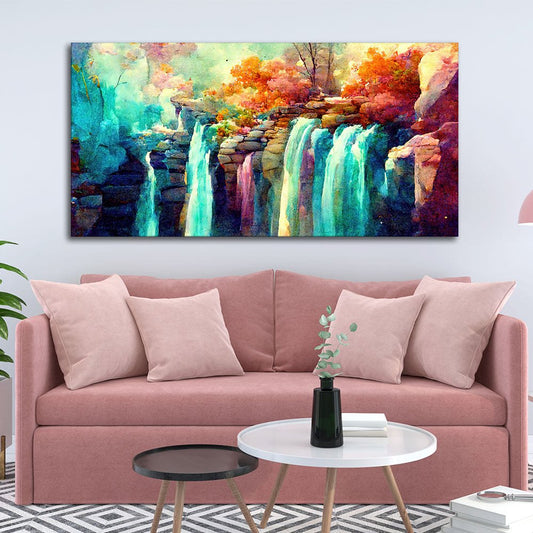 Beautiful Waterfall Scenery Canvas Wall Painting - Decor Smart