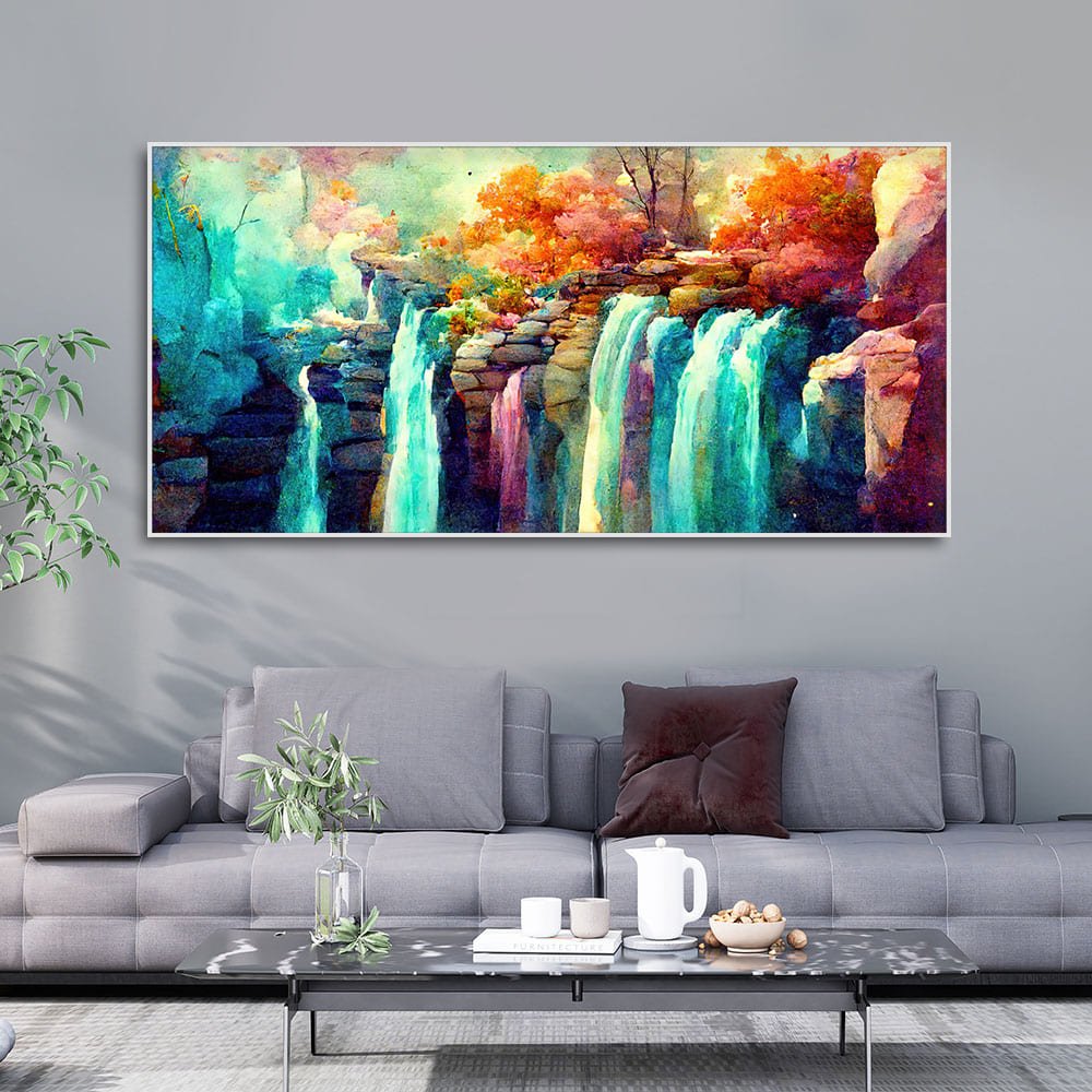 Beautiful Waterfall Scenery Canvas Wall Painting - Decor Smart