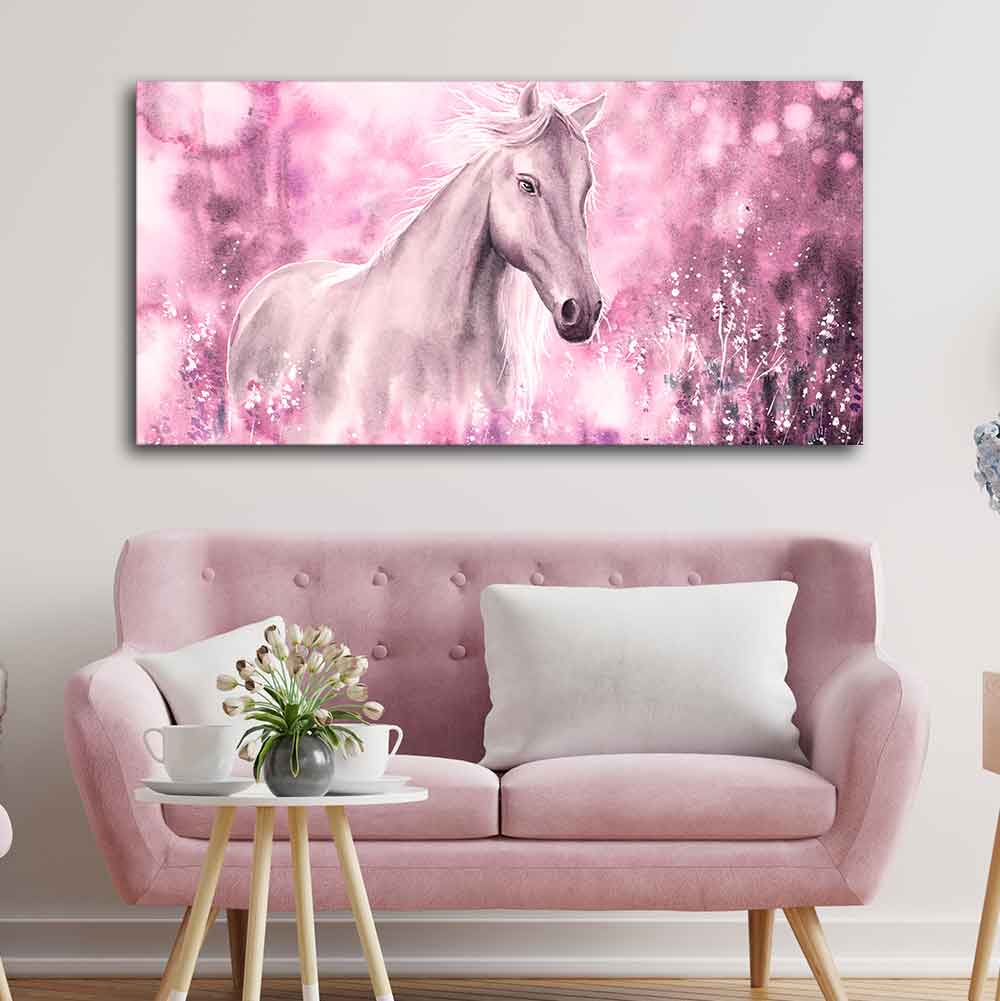 Beautiful White Horse Premium Wall Painting - Decor Smart
