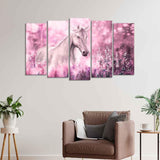 Beautiful White Horse Premium Wall Painting of Five Pieces - Decor Smart