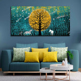 Beautiful White Horses in Forest Premium Wall Painting - Decor Smart