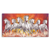 Beautiful White Seven Running Horse Premium Canvas Wall Painting | Decor Smart