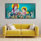Big Panoramic Radha Krishna Canvas Wall Painting - Decor Smart