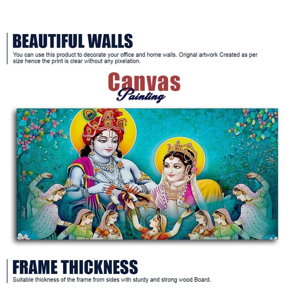 Big Panoramic Radha Krishna Canvas Wall Painting - Decor Smart