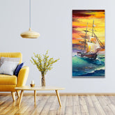 Big Panoramic Sailing Ship Canvas Wall Painting - Decor Smart