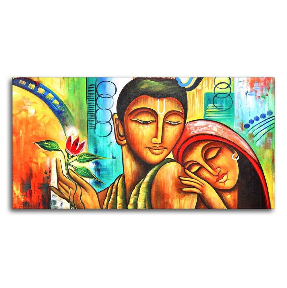 Big Size Canvas Wall Painting of Lord Radha Krishna - Decor Smart