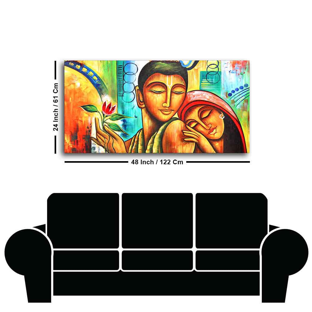 Big Size Canvas Wall Painting of Lord Radha Krishna - Decor Smart
