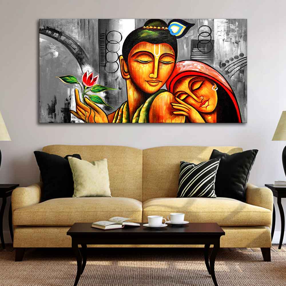 Big Size Premium Wall Painting of Lord Radha Krishna - Decor Smart