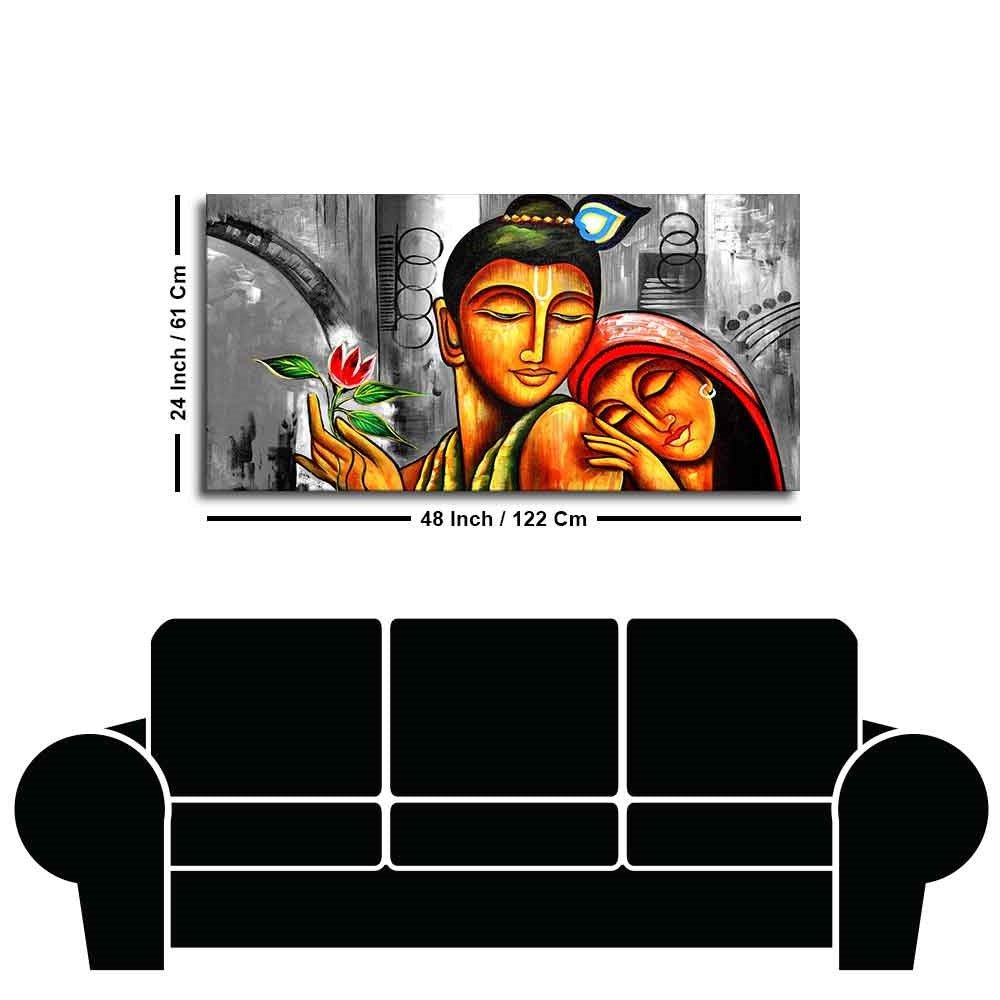 Big Size Premium Wall Painting of Lord Radha Krishna - Decor Smart