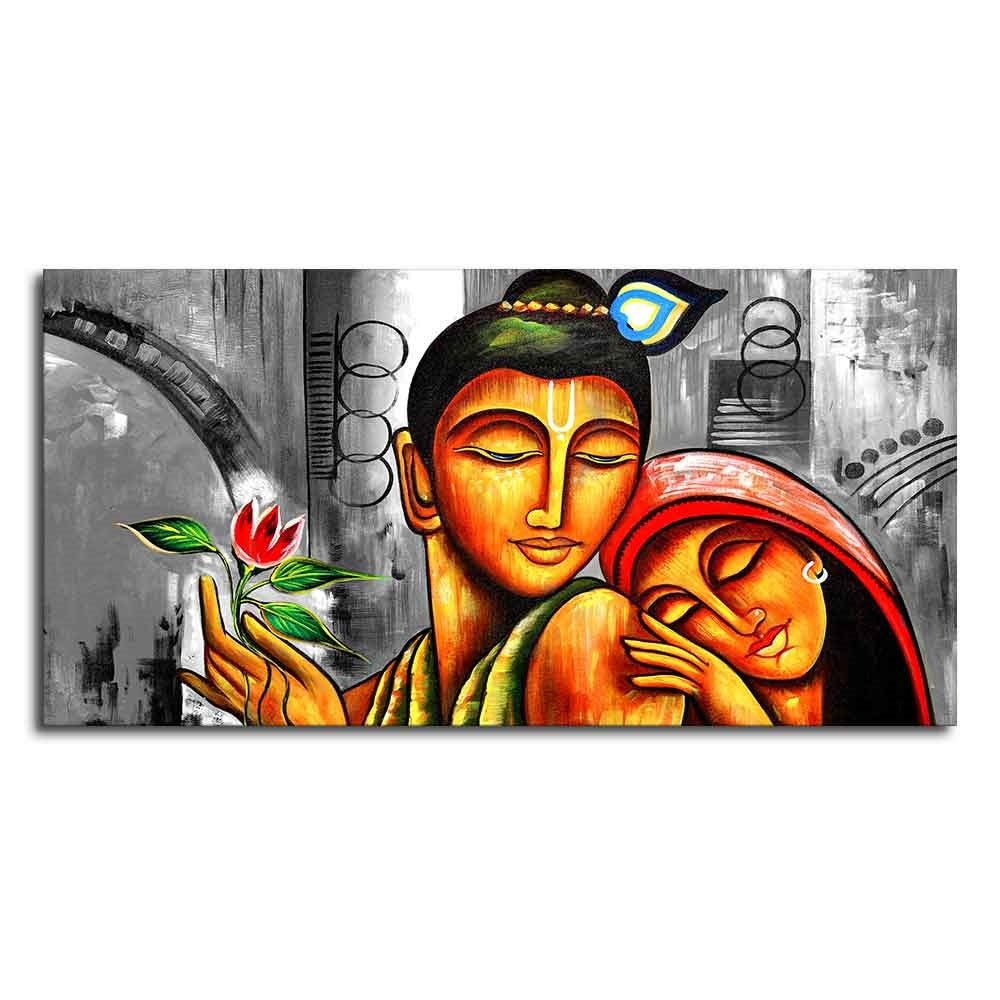 Big Size Premium Wall Painting of Lord Radha Krishna - Decor Smart