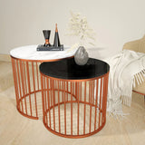 Black & White Caged Copper Nesting Table Set of 2 - Decor Smart