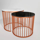 Black & White Caged Copper Nesting Table Set of 2 - Decor Smart