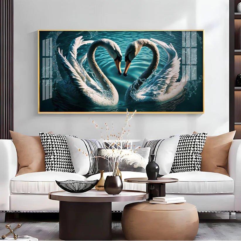 Blended By Love Swan Premium Acrylic Floating Wall Painting - Decor Smart