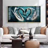 Blended By Love Swan Premium Acrylic Floating Wall Painting - Decor Smart