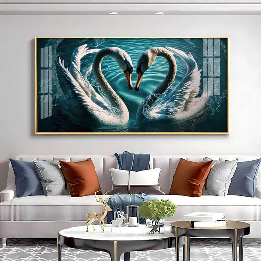 Blended By Love Swan Premium Acrylic Floating Wall Painting - Decor Smart