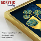 Blue Flower and Green Plant Acrylic Floating Wall Painting Set of 2 - Decor Smart