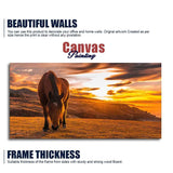 Brown Horse Eating At Sunset Premium Wall Painting - Decor Smart