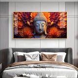 Buddha with Blooming Flower Premium Acrylic Floating Wall Painting - Decor Smart