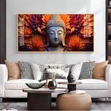 Buddha with Blooming Flower Premium Acrylic Floating Wall Painting - Decor Smart