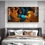 Buddha with Golden Autumn Fall Premium Acrylic Floating Wall Painting - Decor Smart