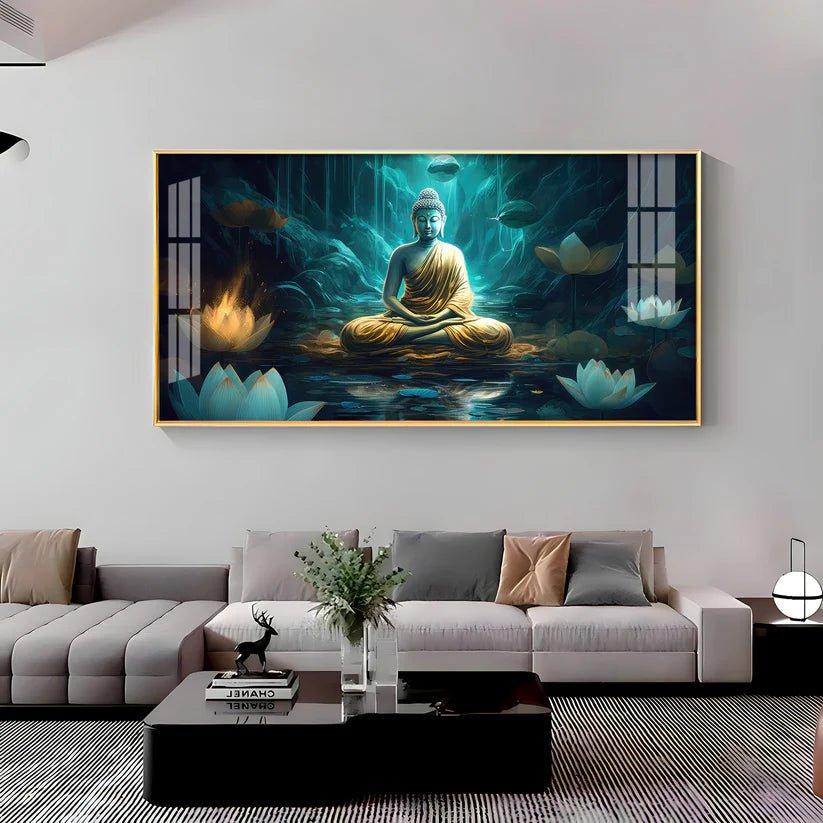Buddha's Radiant Harmony Acrylic Floating Wall Painting - Decor Smart