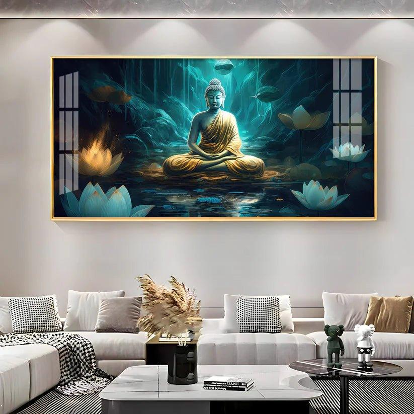 Buddha's Radiant Harmony Acrylic Floating Wall Painting - Decor Smart