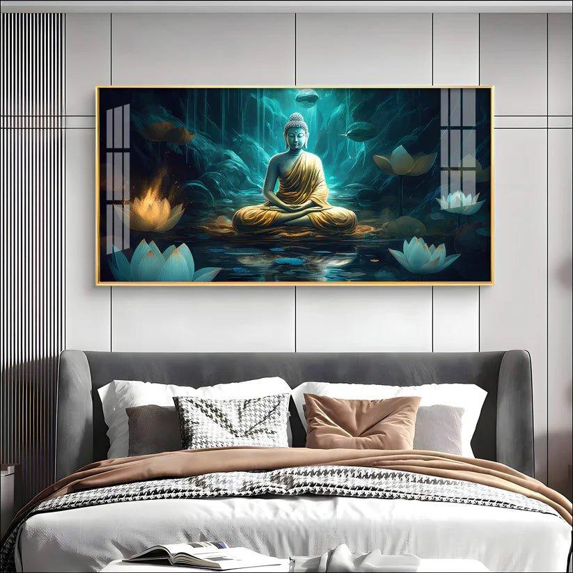 Buddha's Radiant Harmony Acrylic Floating Wall Painting - Decor Smart