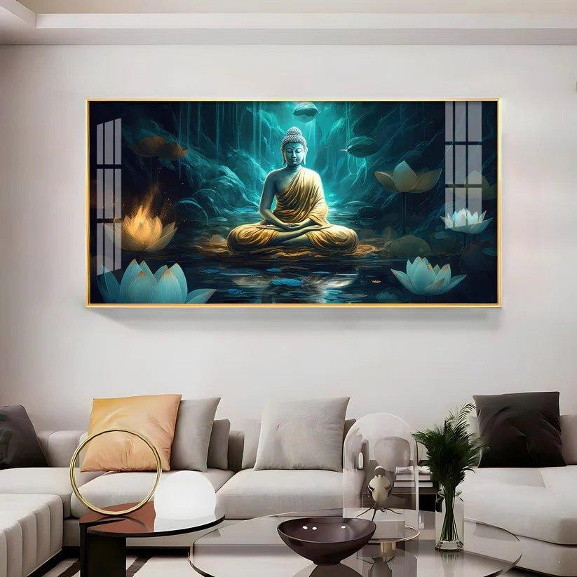 Buddha's Radiant Harmony Acrylic Floating Wall Painting - Decor Smart