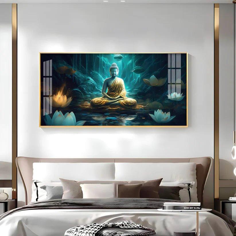 Buddha's Radiant Harmony Acrylic Floating Wall Painting - Decor Smart