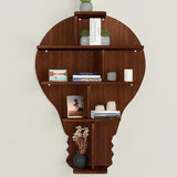 Bulb Shape Backlit Designer Wooden Wall Shelf / Book Shelf / Night Light, Walnut Finish - Decor Smart