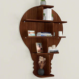 Bulb Shape Backlit Designer Wooden Wall Shelf / Book Shelf / Night Light, Walnut Finish - Decor Smart