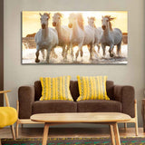 Camargue White Horses Running in Seaside Premium Wall Painting - Decor Smart
