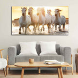 Camargue White Horses Running in Seaside Premium Wall Painting - Decor Smart