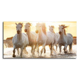 Camargue White Horses Running in Seaside Premium Wall Painting - Decor Smart