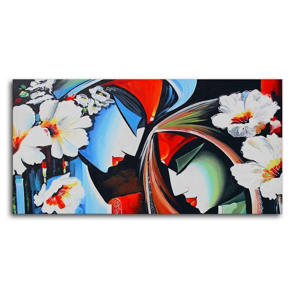 Canvas Wall Painting of Lord Radha Krishna Abstract Pattern - Decor Smart